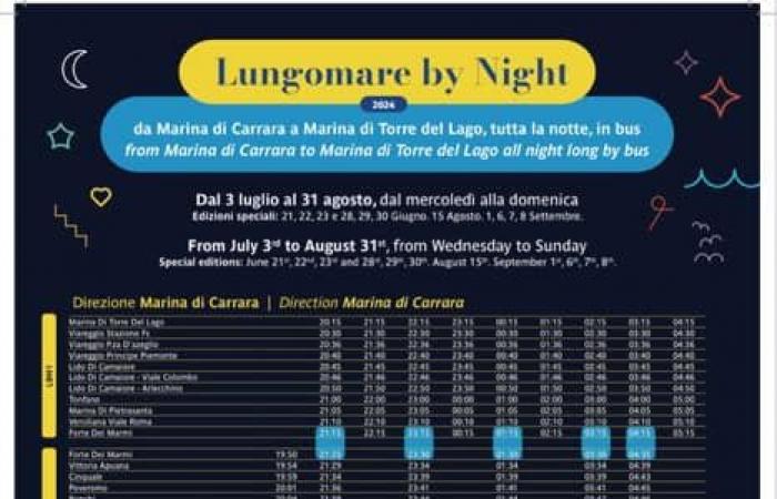 Verano 2024: Vuelve “Lungomare by Night”, el servicio de autobús nocturno entre Costa Apuana y Versilia