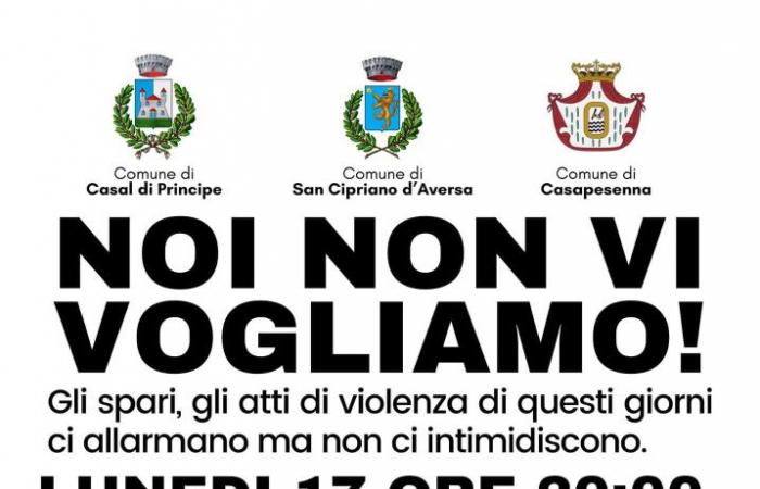 Marcha contra el crimen en Casal di Principe, San Cipriano y Casapesenna, la diócesis de Aversa junto a los municipios |