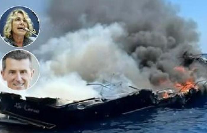 Se incendia el yate hundido, la Guardia Costera rescata a los náufragos, incluida Marina Craxi