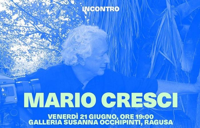 Mario Cresci en la Galería para presentar la Residencia Artística del Foto Festival de Ragusa dedicada a la Colección “Cesare y Doris Zipelli”