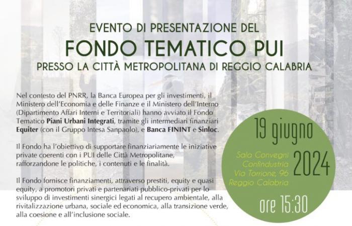 Reggio Calabria, presentación del Fondo de Planes Urbanos Integrados