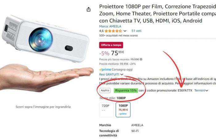 Mini proyector FHD WiFi/Bluetooth a PRECIO SUPER Amazon (64€)