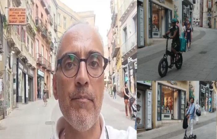 Bicicletas y scooters como misiles en las calles comerciales de Cagliari: “Demasiados enfrentamientos y heridos cada día, queremos señales y controles claros”
