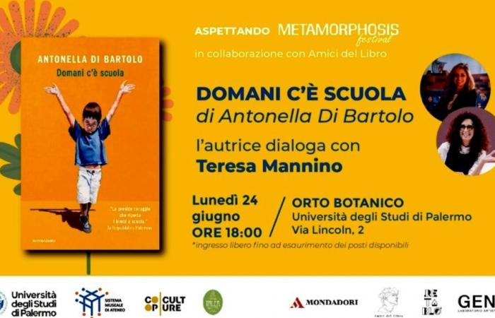 La presentación del libro “Domani c’è scuola” de Antonella Di Bartolo en el Jardín Botánico con Teresa Mannino