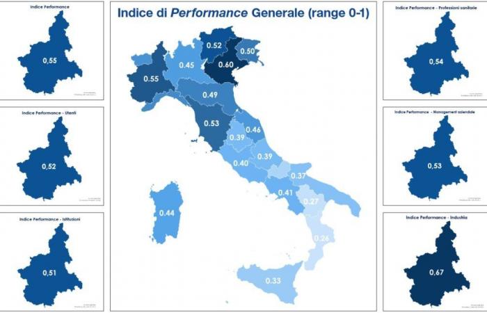 Saludo, Italia dividida en dos. Piamonte en la cima después del Véneto