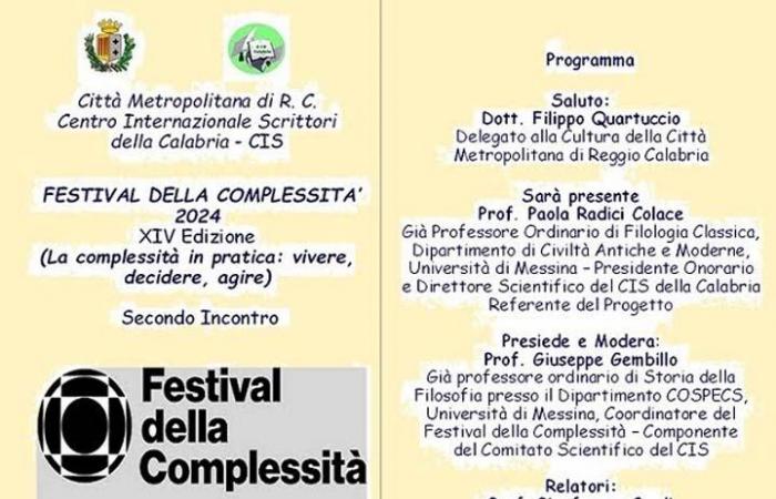 REGGIO – Mañana el segundo encuentro del Festival de la Complejidad