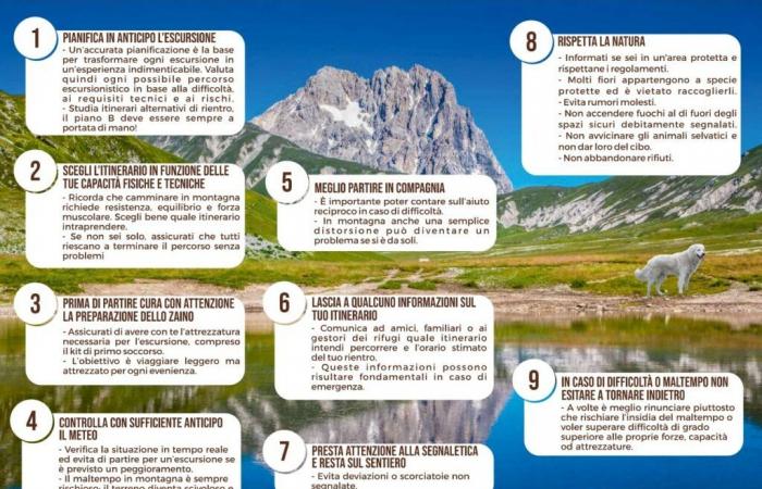 La Reserva Regional Salviano adopta y promueve el manual de seguridad en montaña de la Prefectura de L’Aquila. 10 consejos para proteger tu seguridad y el entorno en el que te encuentras