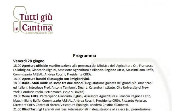 Velletri, la Ministra Lollobrigida y el Consejero Regional Righini en la inauguración de “Tutti Down in the Cellar – Festival de la Cultura del Vino”