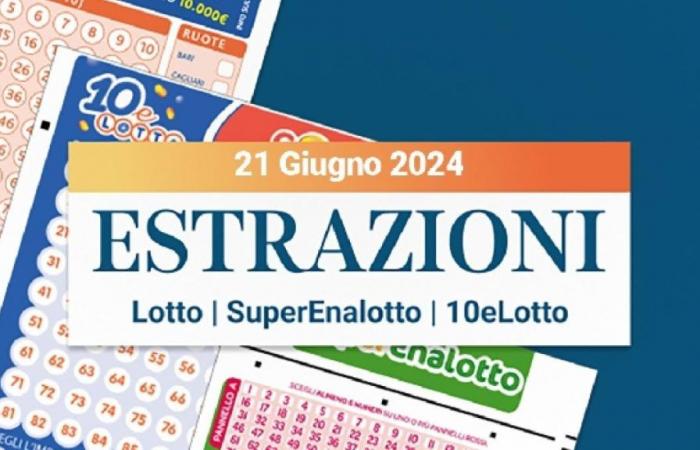 Sorteos nocturnos de Lotto, SuperEnalotto y 10eLotto del viernes 21 de junio de 2024