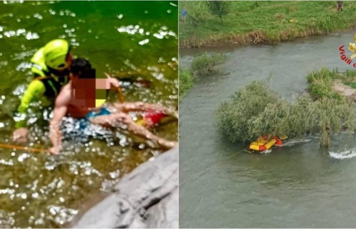 Niño “atascado” en una roca recuperada por los Bomberos. En la zona de Brescia, una familia entera se salvó de un barco encallado