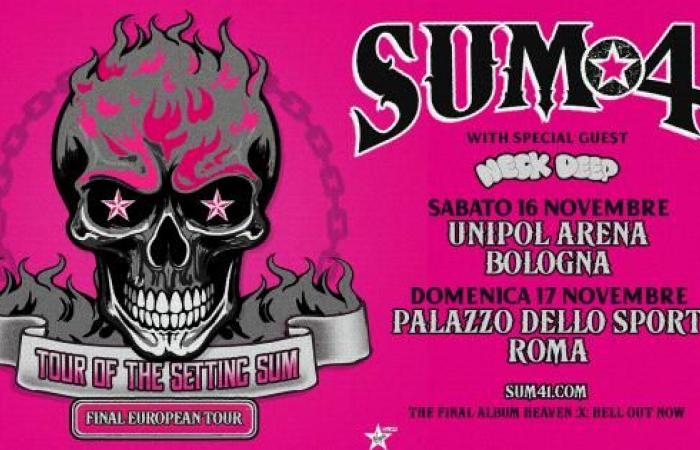 Sum 41, OFICIAL en concierto en Bolonia y Roma los días 16 y 17 de noviembre. Toda la información y entradas