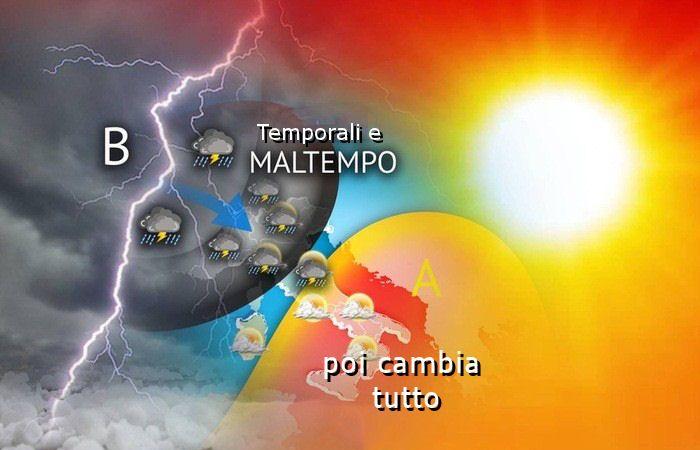 Tiempo, ciclón sobre Italia, más mal tiempo en el Centro-Norte, pero a partir de mitad de semana todo vuelve a cambiar