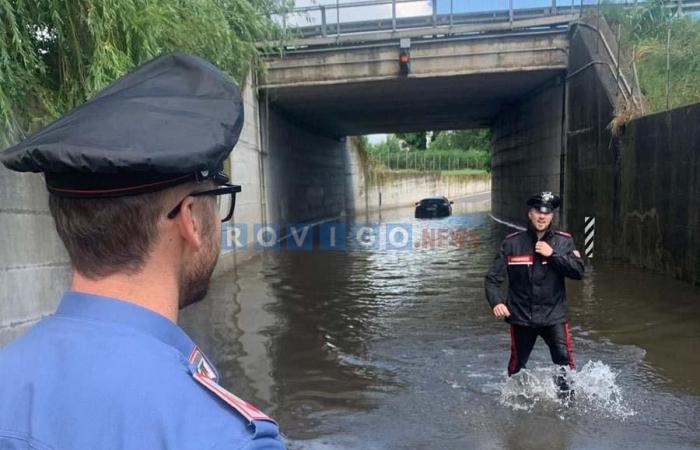 Bomba de agua en Rovigo, mujer atrapada en el paso subterráneo, rescatada por los Carabinieri