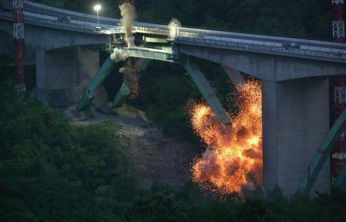Colapso del viaducto de Gravagna: el vídeo de la explosión