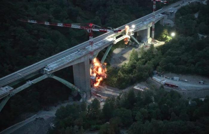Colapso del viaducto de Gravagna: el vídeo de la explosión