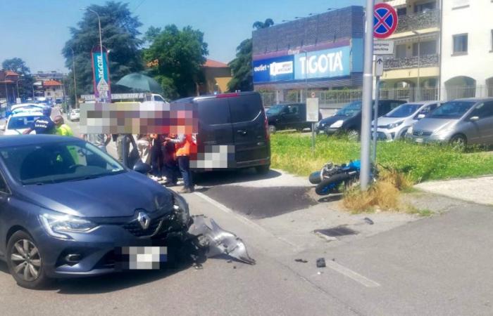 Meda: accidente en via Indipendenza, motociclista en el hospital