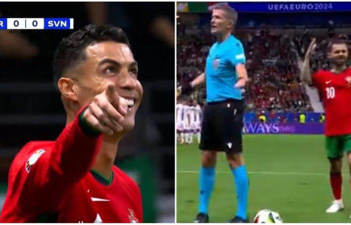 Orsato hace enojar a Cristiano Ronaldo por una nimiedad, apunta a la cámara: sabe por qué lo hizo