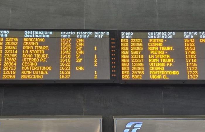 Trenes cancelados y retrasos en Roma Viterbo.