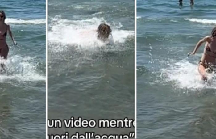 “Grábame un vídeo saliendo corriendo del agua”. Lo que pasa después es viral