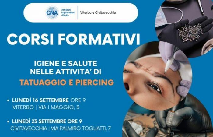 Higiene y salud en las actividades de tatuaje y piercing: jornadas formativas en septiembre organizadas por CNA Viterbo y Civitavecchia