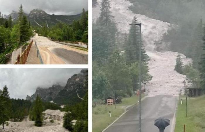 Montaña, gigantesco desprendimiento de tierra en la carretera de Passo Duran en Val di Zoldo: «Igual que hace un año pero 4 veces mayor»