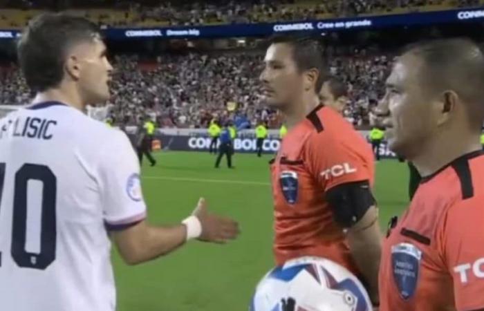 Sensacional, el árbitro se niega a darle la mano a Pulisic en la Copa América: que pasó