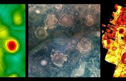 Juno de la NASA capta 3 ondas de los ciclones polares de Júpiter