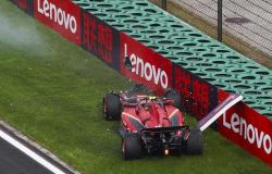F1, Carlos Sainz hizo un trompo en la Q2 del GP de China. Ferrari contra barreras y banderas rojas