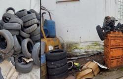 Residuos especiales peligrosos para el medio ambiente, la policía toma la zona de un taller