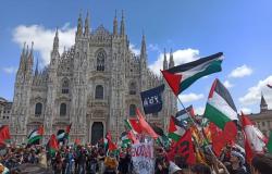Milán. Antifascistas/antisionistas en masa en Piazza Duomo