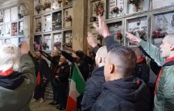 Los neonazis de Varese el 25 de abril: saludos romanos en el cementerio