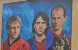 Un mural en la “Curva Paradiso” para recordar a los campeones Bergamini, Catena y Marulla