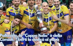 En voleibol, la “Copa de Italia” pertenece a Consoli. Tiberti se lo dedica a su padre