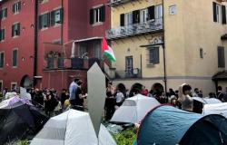 Acampada pro Palestina, tiendas de campaña en la Universidad de Siena y Pisa