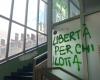 Pórticos y paredes del Palazzo Nuovo desfigurados por Pro Palestina, Lo Russo: “Actos de vandalismo, no de protesta”